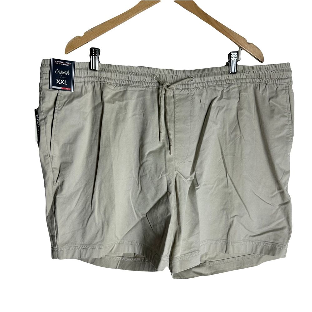 NWT Roundtree & Yorke Mens Shorts Drawstring Oat Flat Front Straight Fit XXL